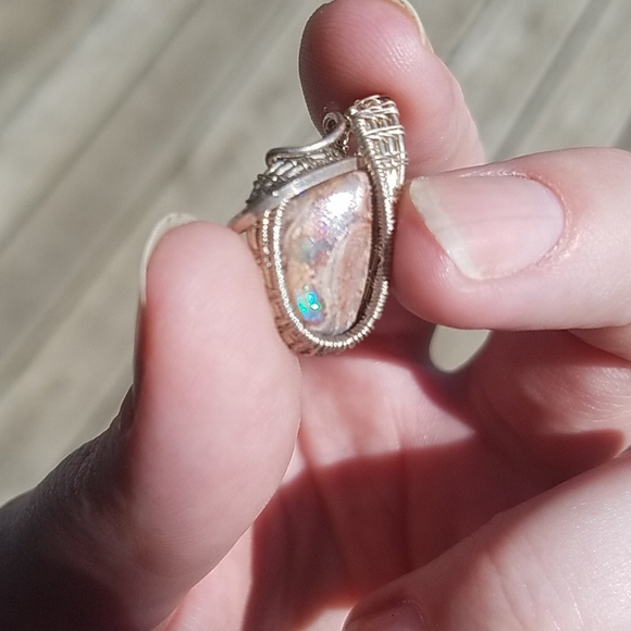 Silver Wrapped boulder opal pendant - Picture 7 of 8